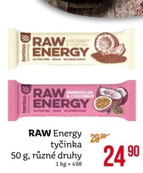 Tyčinka Bombus Raw bez lepku Energy