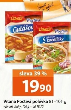 Instantní polévky Poctivá polévka Vitana