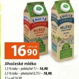 Mléko lahodné Jihočeské Madeta - 1,5% polotučné