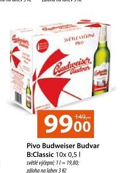 Pivo světlé výčepní B: Classic Budweiser Budvar