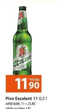 Pivo světlý ležák 11° Excelent Gambrinus