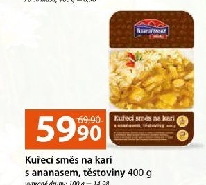Směs kuřecí na kari s ananasem a těstovinami Vltavotýnské lahůdky