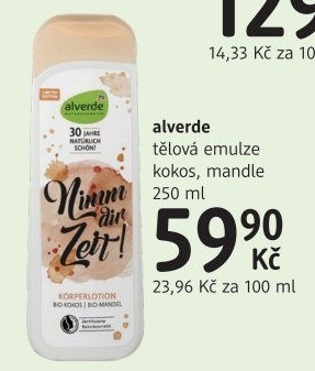 Emulze tělová bio Alverde
