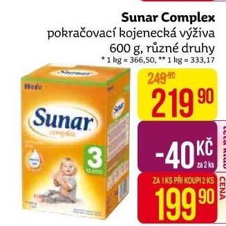 Kojenecké mléko Sunar Complex