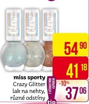 Lak na nehty Crazy Glitter Miss Sporty