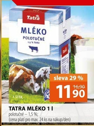 Mléko trvanlivé Tatra - 1,5% polotučné