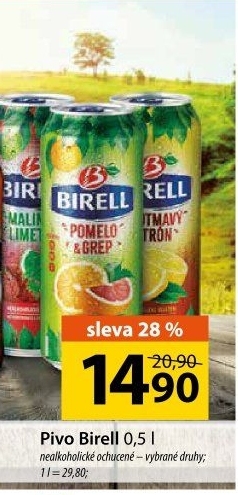 Nealkoholické pivo ochucené Birell