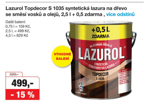 Lazura na dřevo Topdecor Lazurol