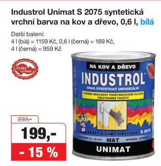 Nátěr na kov a dřevo Unimat Industrol