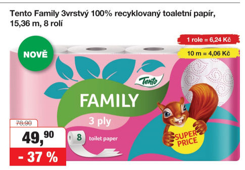 Toaletní papír 3vrstvý Family Tento
