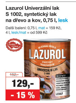 Univerzální lak na kov a dřevo Lesk Lazurol