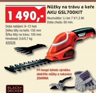 Aku nůžky na trávu a keře GSL 700 Black&amp