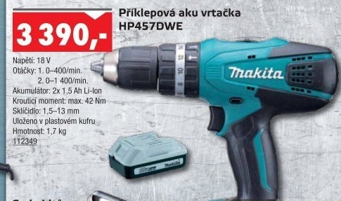 Aku příklepová vrtačka Makita HP457DWE