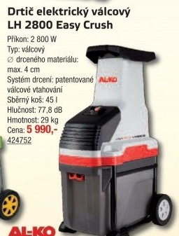 Drtič zahradního odpadu LH 2800 Easy Crush Al-ko