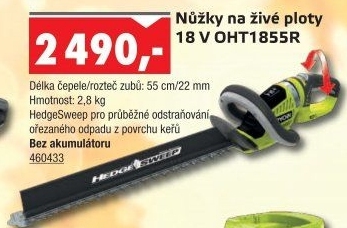 Nůžky na živý plot Ryobi OHT 1855R