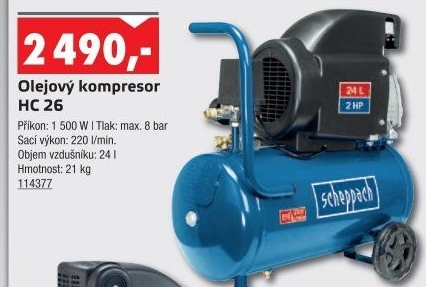Olejový kompresor Scheppach HC 26
