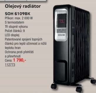 Olejový radiátor SOH 6109BK Sencor