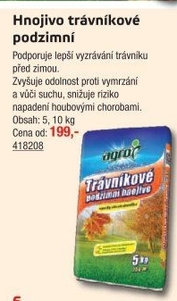 Podzimní trávníkové hnojivo Agro