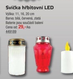 Svíčka hřbitovní LED
