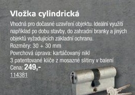 Vložkový zámek