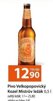 Pivo Mistrův světlý ležák Velkopopovický Kozel