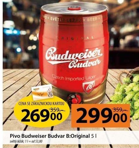 Pivo světlý ležák B: Original Budweiser Budvar - soudek
