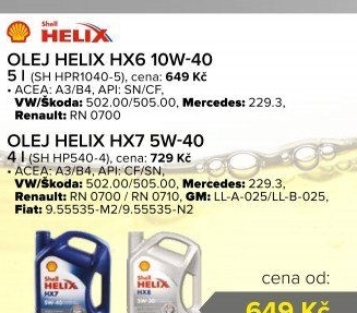 Motorový olej 10 W - 40 Helix HX6 Shell
