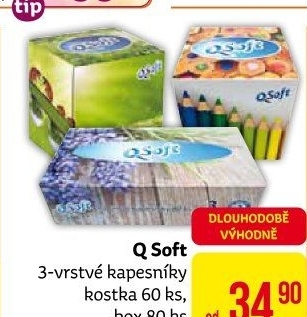Papírové kapesníčky 3vrstvé Q-Soft - box