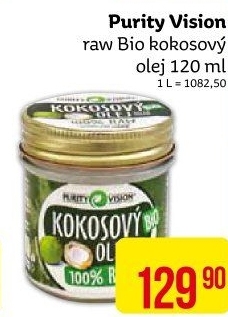 Raw kokosový olej bio Purity Vision