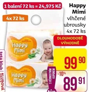 Vlhčené ubrousky dětské Happy Mimi