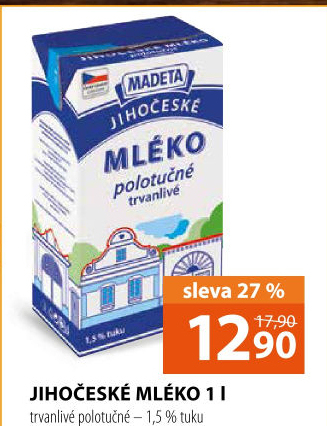 Mléko trvanlivé Jihočeské Madeta - 1,5% polotučné