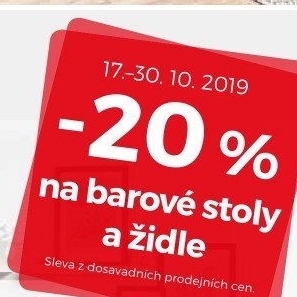 -20% na barové stoly a židle