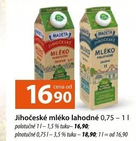 Mléko lahodné Jihočeské Madeta - 1,5% polotučné