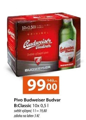 Pivo světlé výčepní B: Classic Budweiser Budvar