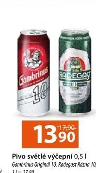 Pivo světlé výčepní Originál 10° Gambrinus