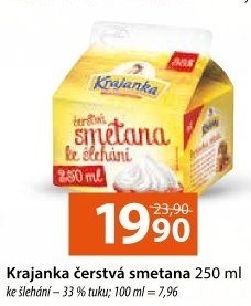 Smetana ke šlehání Krajanka 33%