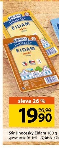Sýr Eidam uzený 44% Jihočeský Madeta