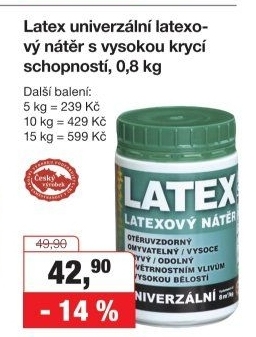 Latexový nátěr univerzální Barvy a laky Hostivař