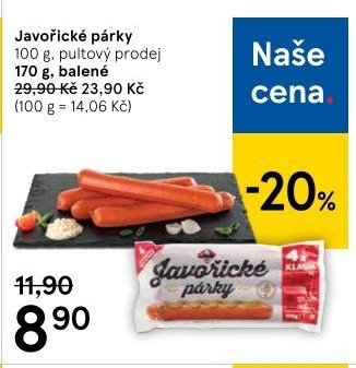 Párky javořické Kostelecké uzeniny
