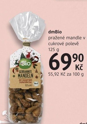 Mandle pražené v polevě dm Bio