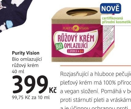 Růžový krém pleťový bio Purity Vision