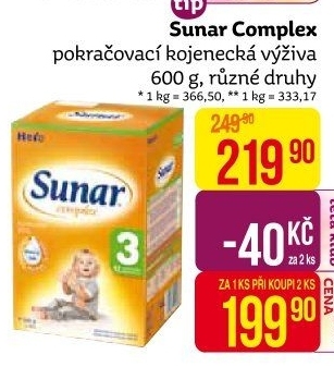 Kojenecké mléko Sunar Complex
