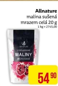 Mrazem sušené maliny Allnature