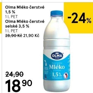 Mléko čerstvé Olma - 1,5% polotučné