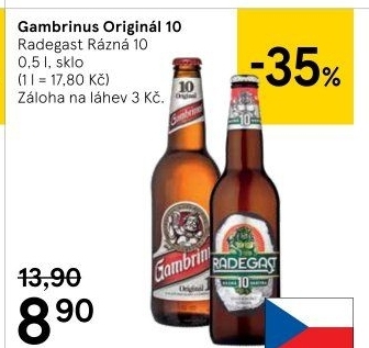 Pivo světlé výčepní Originál 10° Gambrinus