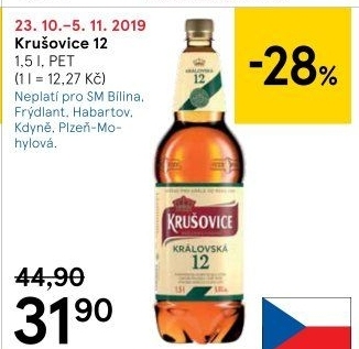 Pivo světlý ležák 12° Krušovice