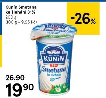 Smetana ke šlehání Kunín 31%