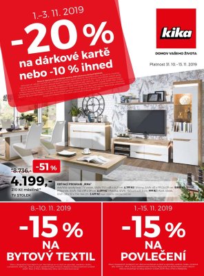 akční leták Kika nábytek 31.10.2019-13.11.2019