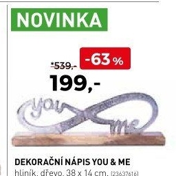 Dekorační nápis You and Me