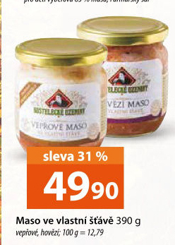 Maso vepřové ve vlastní šťávě Kostelecké uzeniny